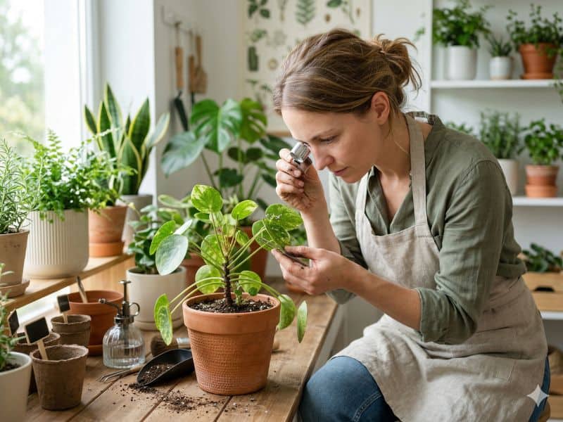 Como identificar sinais precoces antes que a infestação avance com observação cuidadosa de planta em vaso