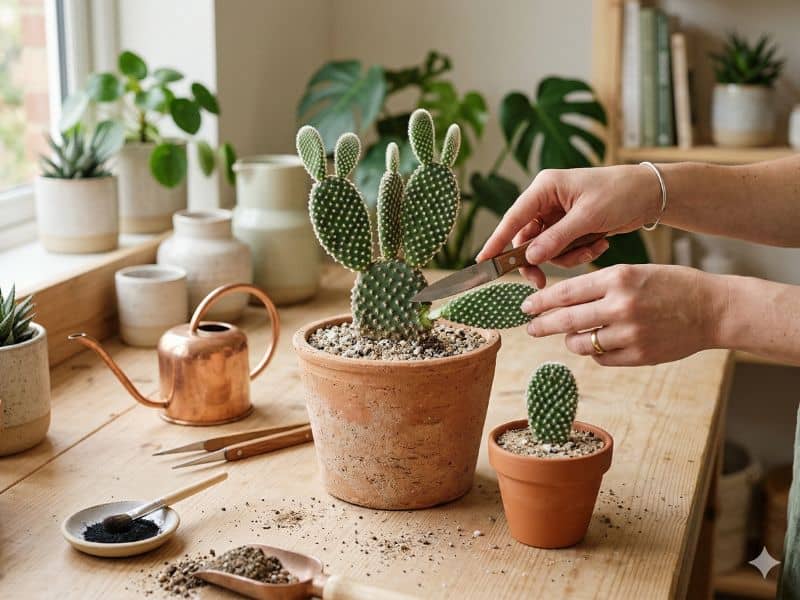 Como fazer muda em cactos que formam gomos laterais com corte cuidadoso e vaso adequado