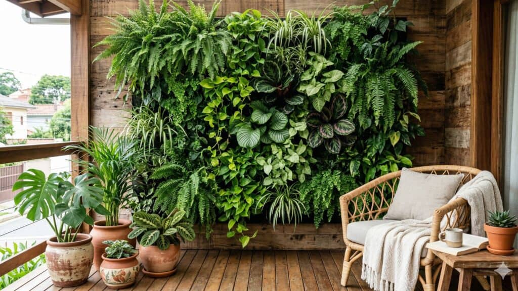 como manter plantas para um jardim vertical bonito por mais tempo em painel verde com folhagens saudáveis