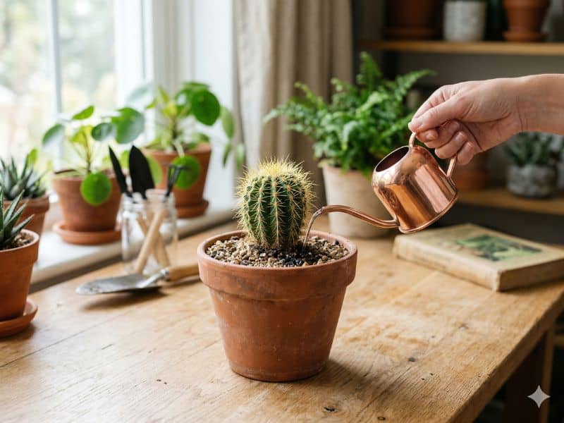 Como regar cactos sem excesso e sem falta de água com rega controlada em vaso de barro