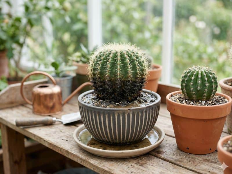 Excesso de água sinais para agir antes do apodrecimento em cacto com base escurecida