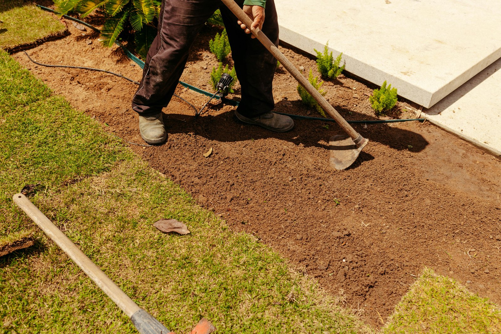 Preparando o solo para plantio da grama
