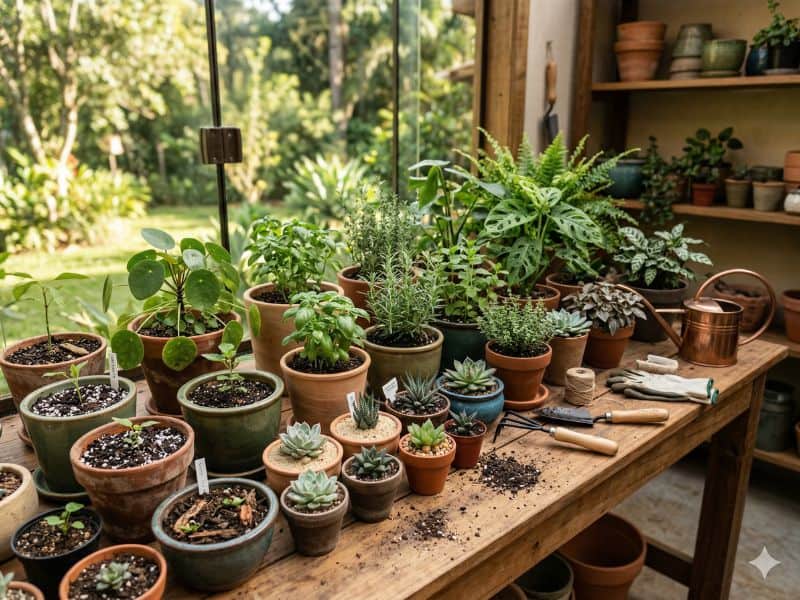 transplantar plantas em vasos com cuidados após o transplante