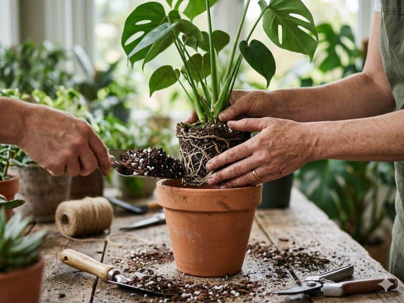 transplantar plantas em vasos passo a passo no vaso novo