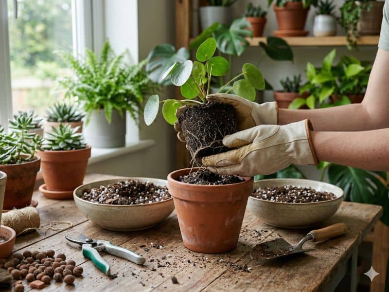 transplantar plantas em vasos com preparo de substrato drenagem e torrão úmido