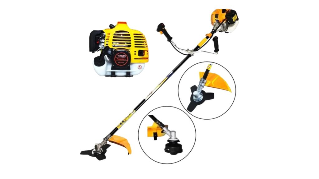Roçadeira a gasolina Vulcan VR520H com motor de 52 cm³ e estrutura reforçada, ideal para quem busca potência e durabilidade ao escolher qual a melhor roçadeira a gasolina para uso rural.