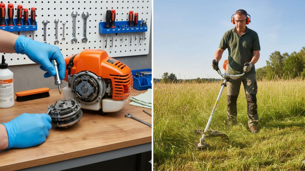 manutenção cuidadosa da embreagem de roçadeira e uso correto da ferramenta em campo