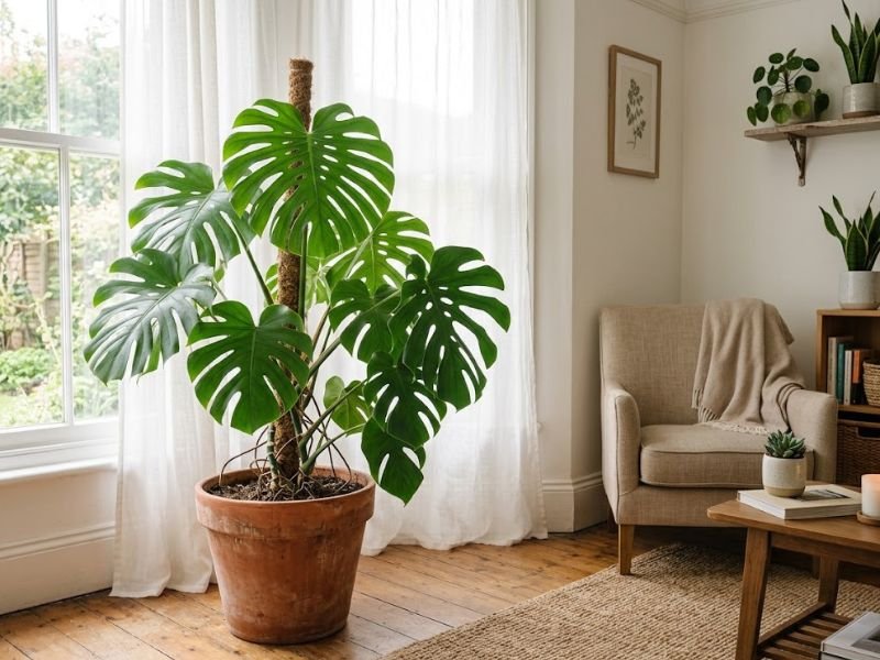 Costela-de-adão cultivada dentro de casa perto de uma janela