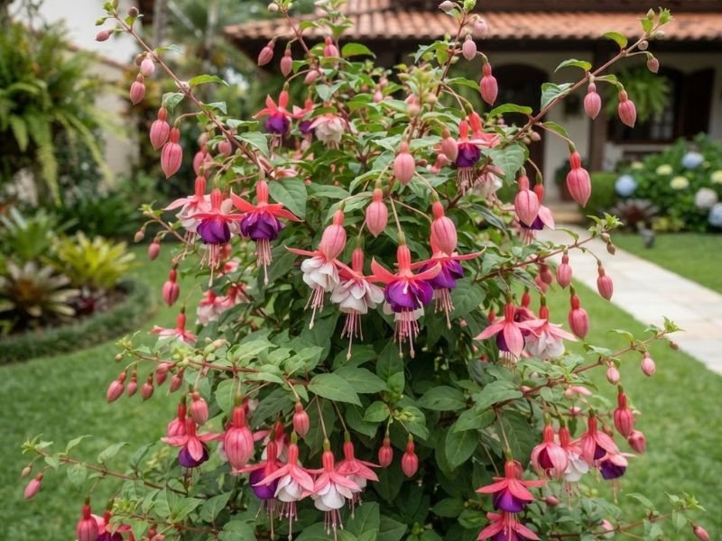 Brinco de princesa em plena floração com flores e muitos botões
