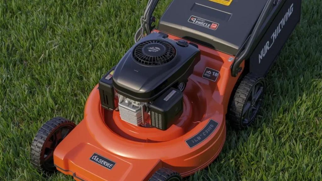 Cortador de grama moderno com motor quatro tempos, projetado para alto desempenho, durabilidade e eficiência em gramados residenciais e profissionais.