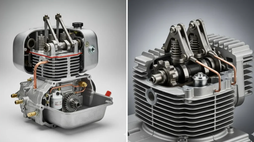 diferença entre motor 2 tempos e 4 tempos mostrando o funcionamento interno do motor 4 tempos