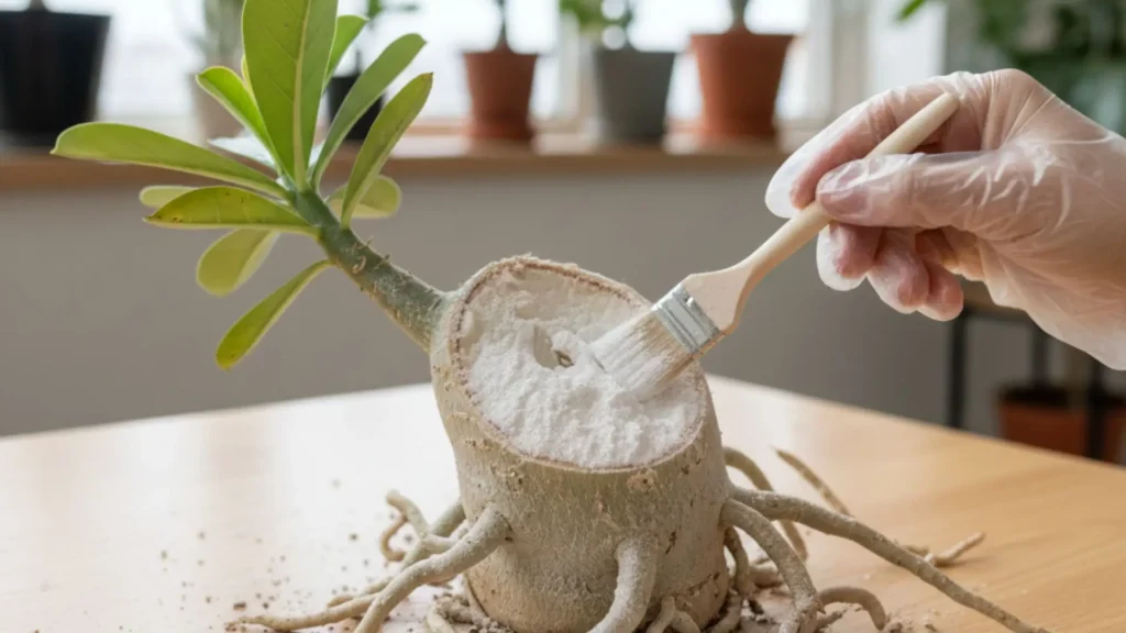 Como salvar rosa do deserto apodrecendo com aplicação de fungicida no corte
