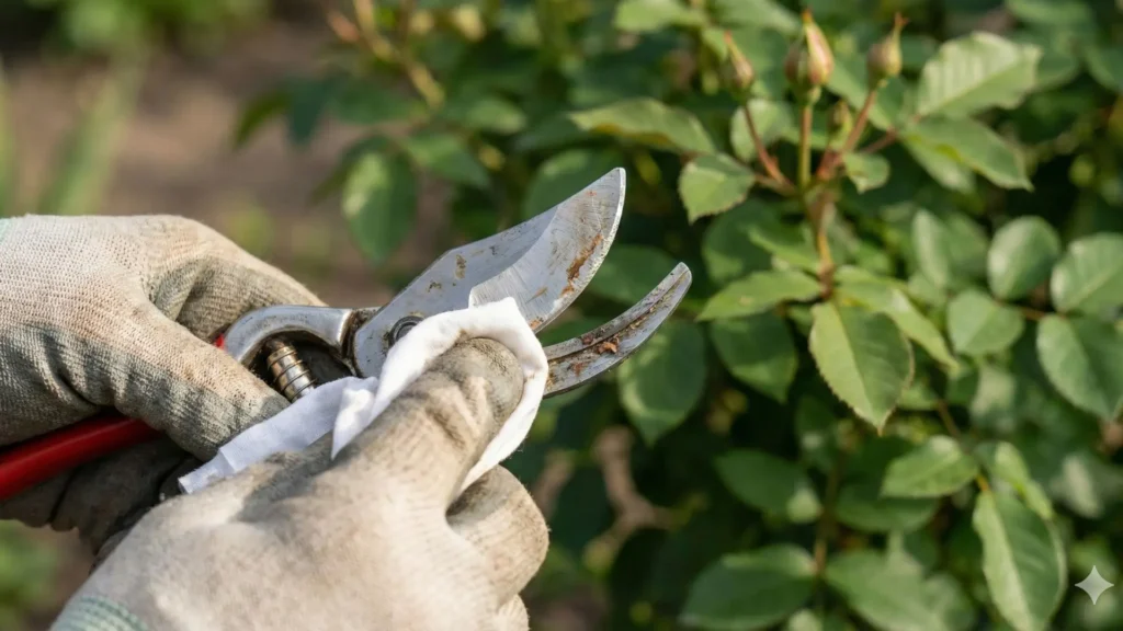 Como limpar tesoura de poda antes do uso para evitar doenças nas plantas