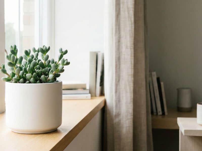 Suculenta coração partido cultivada em vaso dentro de casa, indicada para quem está começando a cuidar de plantas