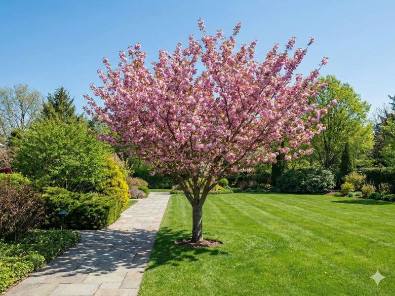 Árvores ornamentais com flores de floração intensa criam impacto visual no paisagismo