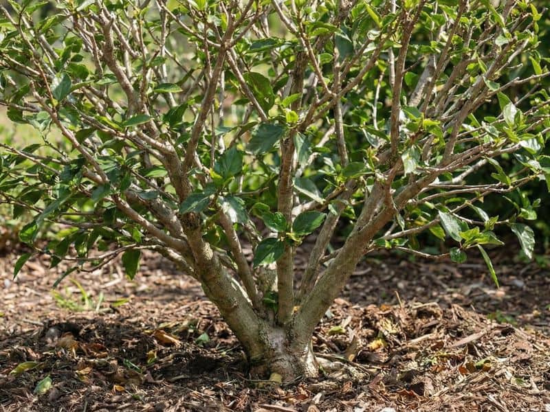 Base estrutural do hibisco mostrando equilíbrio entre raiz e copa ao aplicar como podar hibiscos corretamente