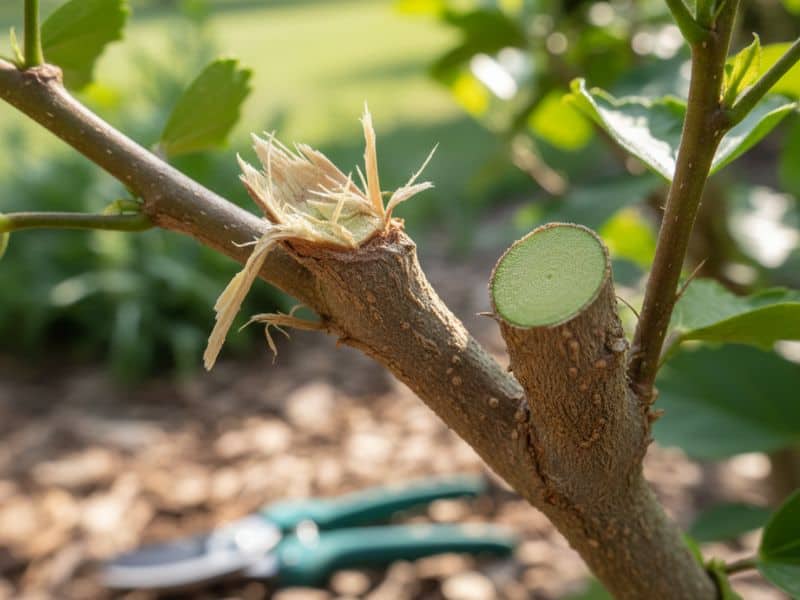 Erro ao aplicar como podar hibiscos com corte esmagado e cicatrização prejudicada