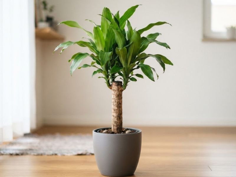 Pau-d’água Dracaena fragrans adulto com tronco grosso e folhas verdes alongadas