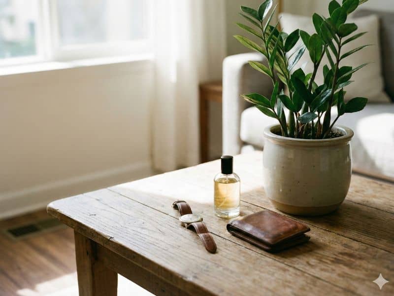 Plantas para homem prático como zamioculca em ambiente com presentes tradicionais