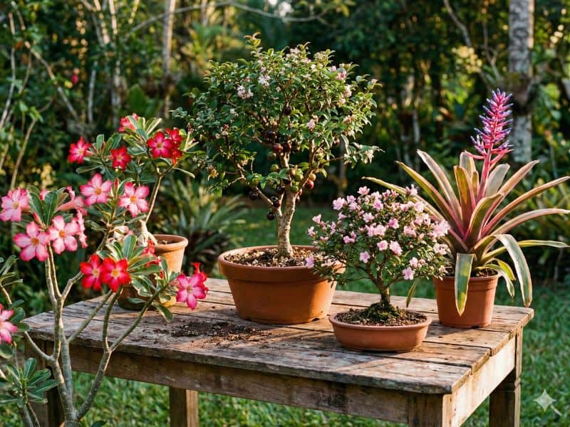Plantas para presentear homens que valorizam significado como rosa do deserto e mini árvore ornamental
