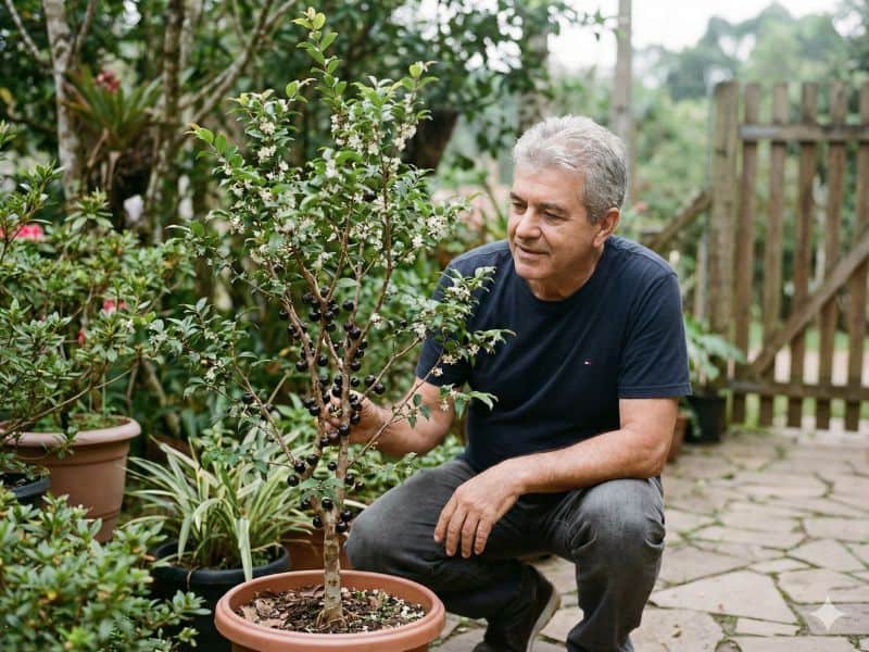 Presente diferente para homem como mini árvore ornamental cuidada no jardim ao longo do tempo