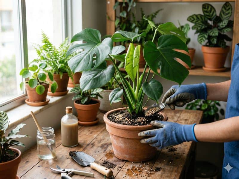 adubação para plantas com aplicação de adubo para folhagens em vaso