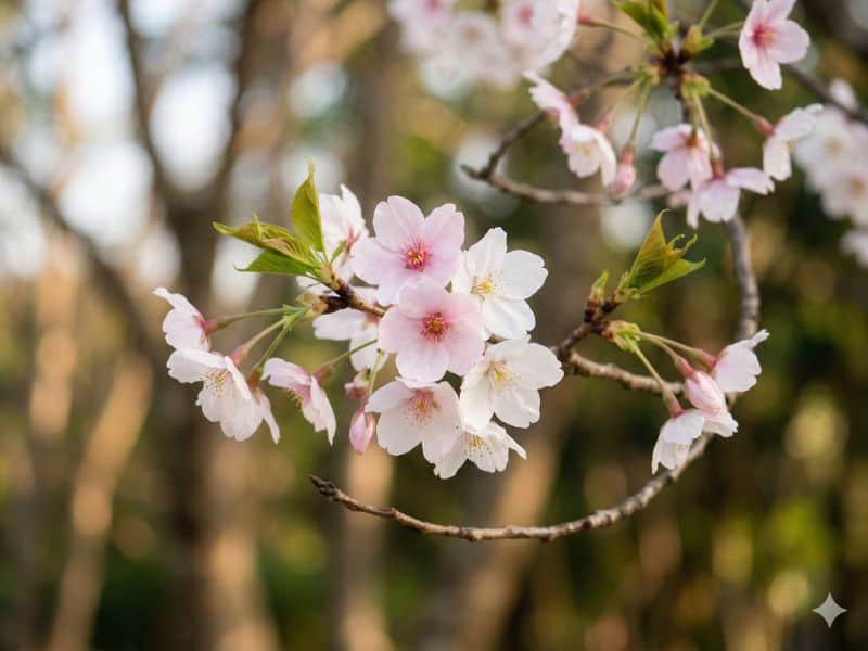 cerejeira do japão com flores delicadas em galho no Brasil