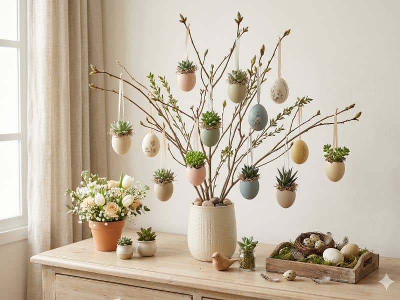 como integrar a árvore de Páscoa com outros arranjos da Páscoa