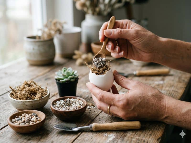 como preparar a casquinha de ovo para suculentas na árvore de Páscoa