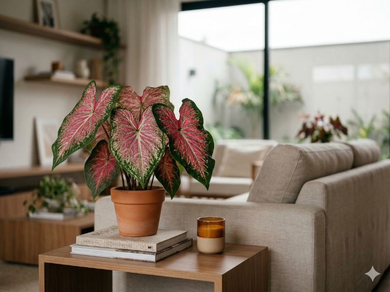 vale a pena cultivar caladium em casa (tinhorão) em vaso com folhagem colorida