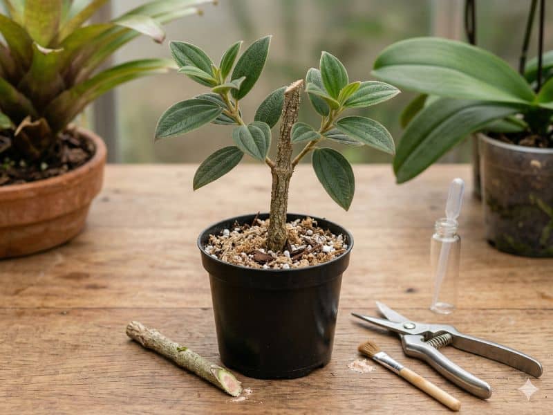 muda de manacá-da-serra preparada para propagação em vaso pequeno