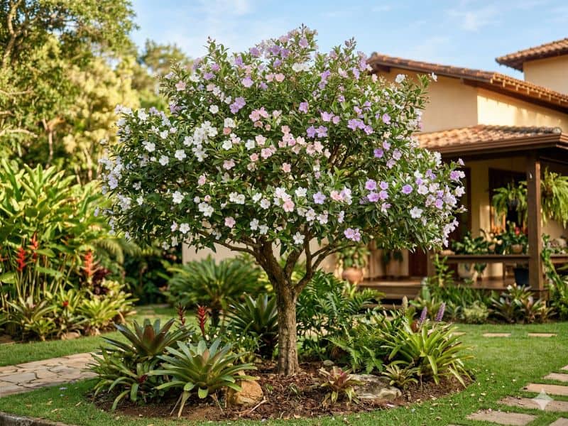manacá-da-serra em destaque no paisagismo residencial