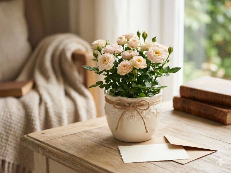 Ideias de presente para Dia das Mães com mini roseira em vaso decorativo