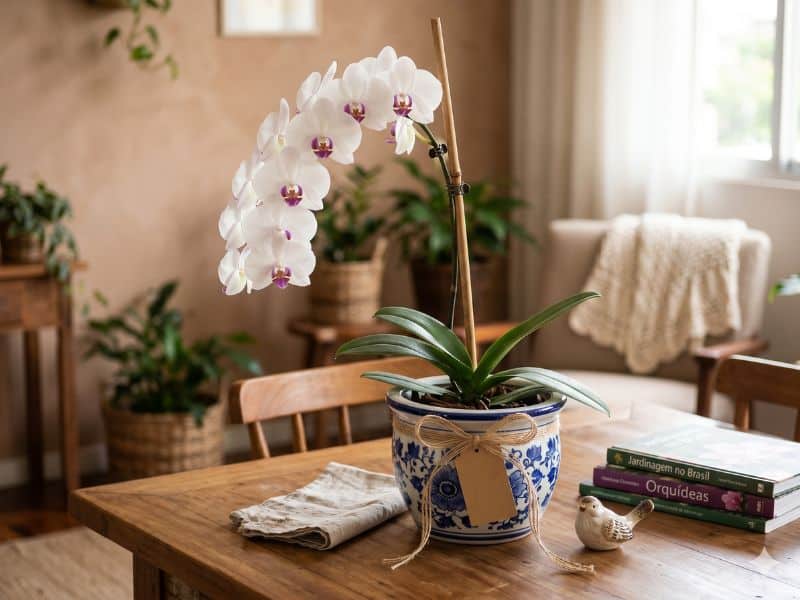 Ideias de presente para Dia das Mães com orquídea branca em vaso decorativo