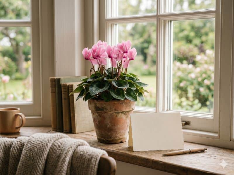Ideias de presente para Dia das Mães com planta florida em vaso perto da janela