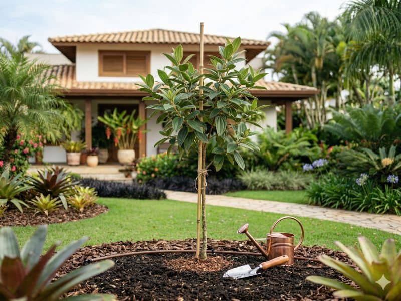 manacá-da-serra jovem cultivado em jardim residencial