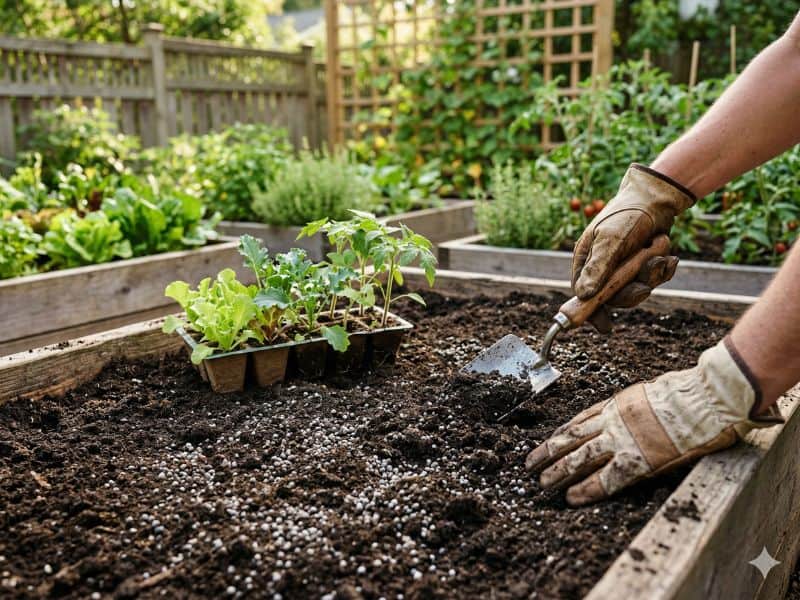 npk para hortaliças com aplicação de fertilizante 4-14-8 no preparo do canteiro