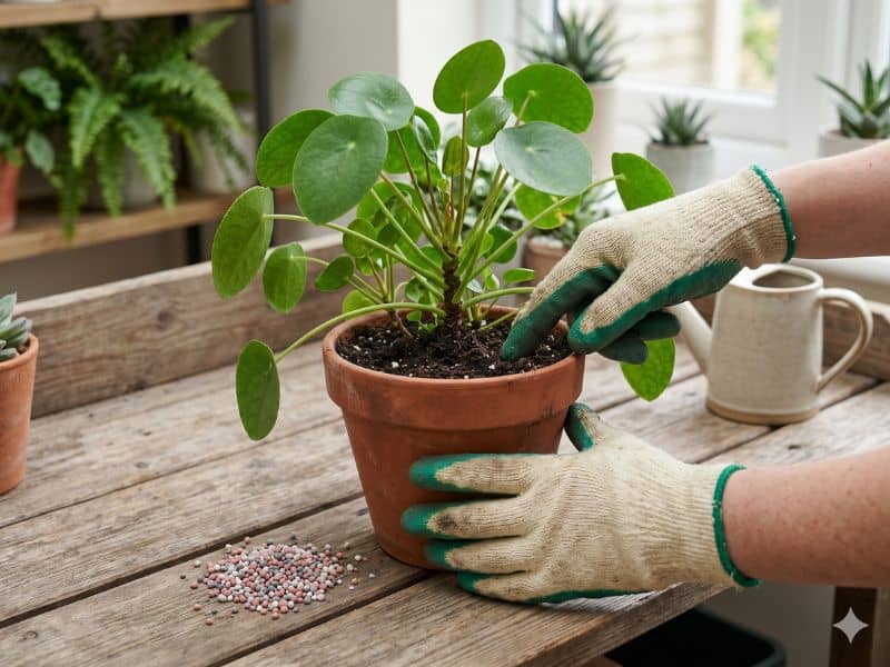 npk para plantas em vasos com aplicação cuidadosa em planta cultivada em vaso