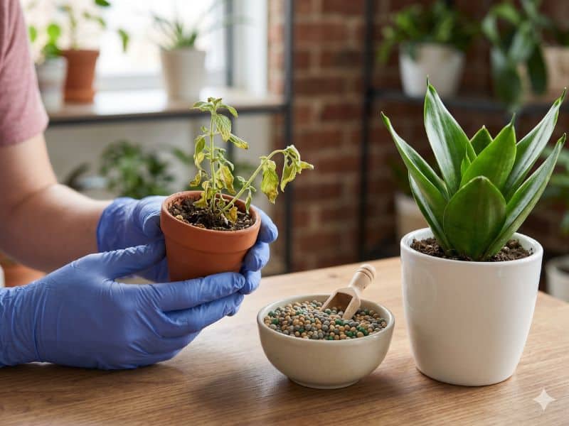 quando esse tipo de adubo não é a melhor escolha para plantas em vasos com sinais de estresse