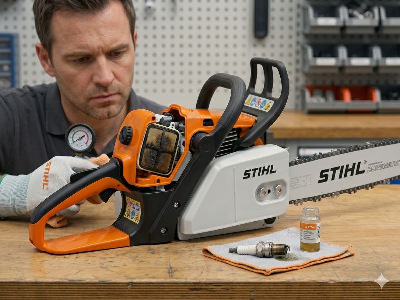 como desafogar motosserra Stihl ao identificar sinais de afogamento