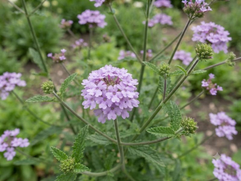 Flor verbena com pequenas flores de cinco pétalas reunidas em cachos