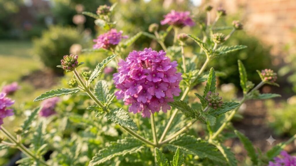 Flor verbena rosa em close com pequenas flores reunidas em cachos