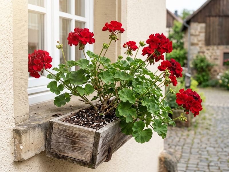 Como cuidar de gerânio saudável com folhas flores e novos botões