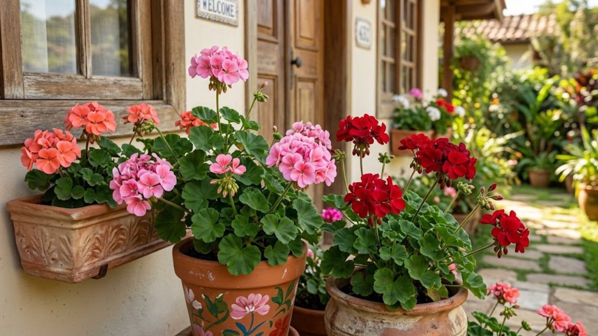Como cuidar de gerânio com plantas floridas em vasos e floreiras