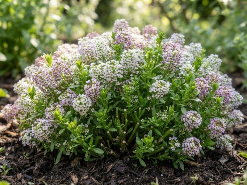 Flor-de-mel com brotações novas, botões e muitos cachos floridos