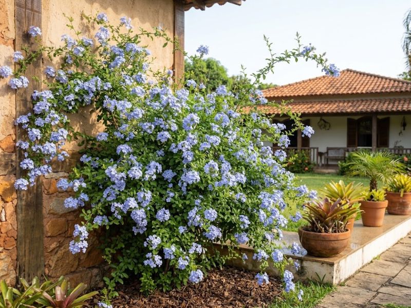 Flor bela emília adulta e florida mostrando crescimento arbustivo