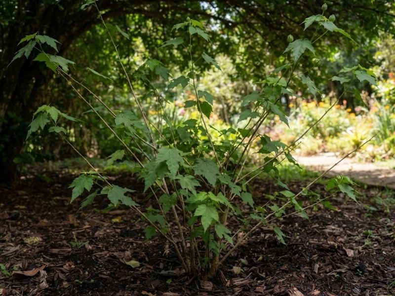 Flor de sino com ramos longos e sem flores em local sombreado