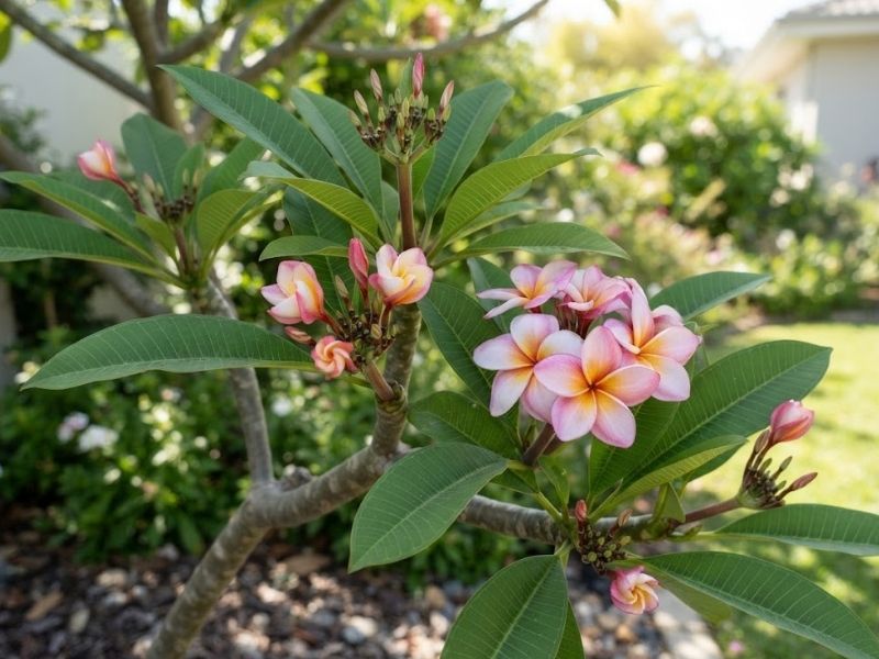 Flores e botões de jasmim manga em diferentes estágios