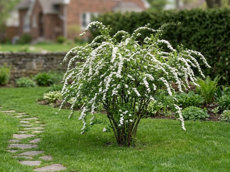 Grinalda de noiva madura e florida como destaque de um jardim residencial