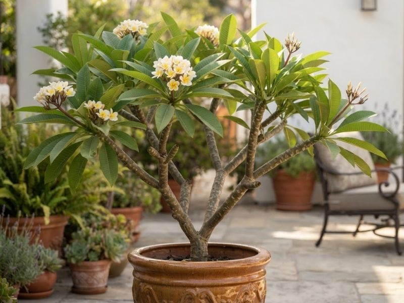 Jasmim manga cultivado em vaso grande